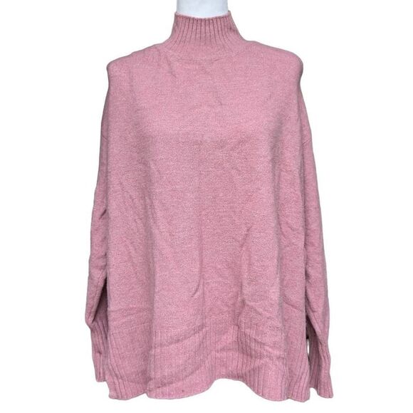 The Limited Coral Pink Mock Neck Sweater Pullover Long Sleeve Size L Relaxed Fit - Picture 1 of 8